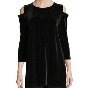 Caroline Rose Women's Black Soft Velvet Cold Shoulder Tunic XL
